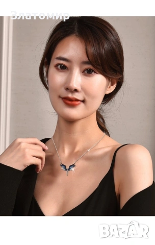 Нежно дамско колие с висулка феникс с камъни , снимка 6 - Колиета, медальони, синджири - 53135764