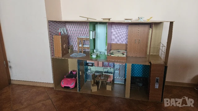 Къща за кукли Барби, ръчно изработена, снимка 4 - Кукли - 50799639