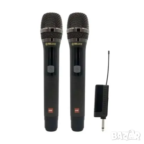 2бр. професионални микрофини безжични, Метална решетка, 6.35 мм,USB,UHF