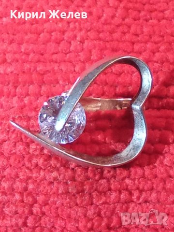 СКЪПОЦЕННА СРЕБЪРНА АРТ СЪРЦЕВИДНА ОБЕЦА СРЕБРО 925 с ЮВЕЛИРНО ФАСЕТИРАН ЦИРКОН 25712