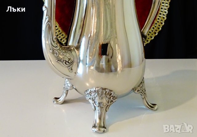 Посребрена кана от бронз,барок,1кг. , снимка 2 - Антикварни и старинни предмети - 40799754