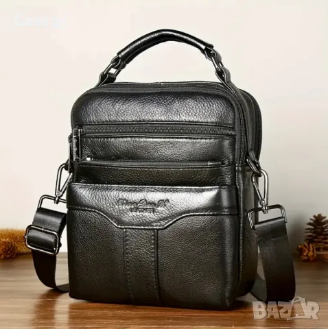 Ежедневно/Елегантна, Лятна Мъжка чанта /Черна Луксозна естествена кожа!, снимка 2 - Чанти - 49306517