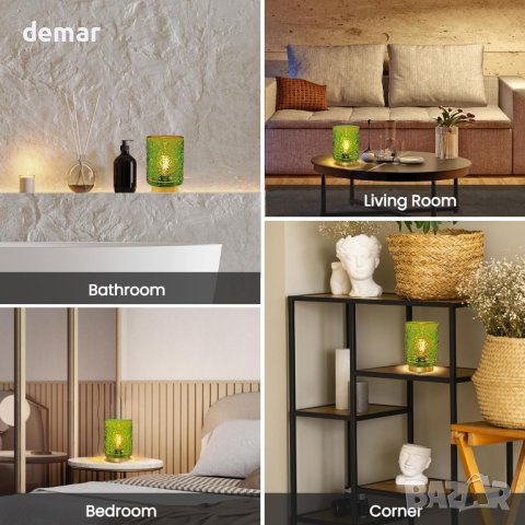 Нощна лампа с батерии, зелена, снимка 4 - Настолни лампи - 42940911