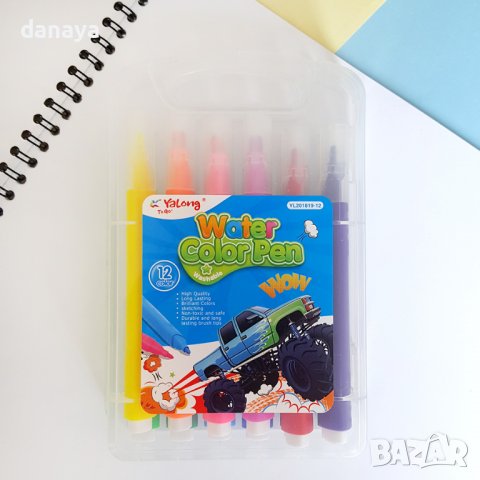 3072 Флумастери в куфарче с триъгълно тяло, 12 цвята, снимка 4 - Ученически пособия, канцеларски материали - 37774984