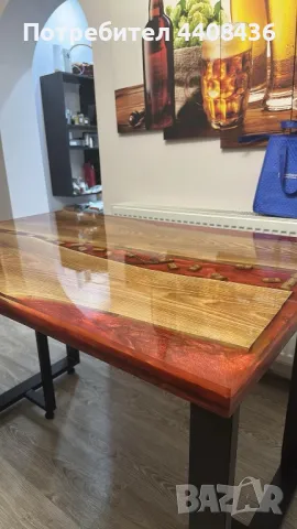 Маса от орех и епоксидна смола, снимка 5 - Маси - 49405507