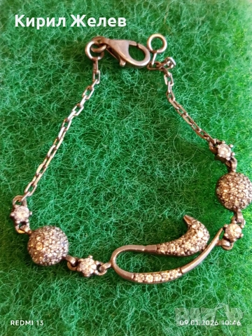 Сребърна гривна инкрустирана с кристали елегантна финна ювелирна изработка 52746