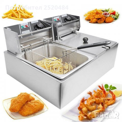 Професионален фритюрник двоен 2×5,5л. Чисто нов ТОП Цена 220лв/112,48€, снимка 2 - Обзавеждане на кухня - 33431971