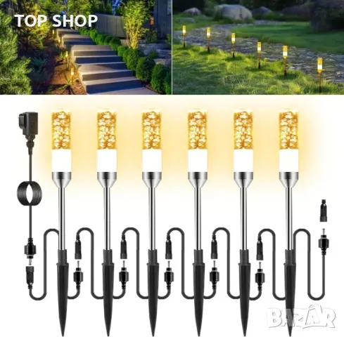 Градински LED осветителни тела ECOWHO 6 броя, IP65 Водоустойчиви, топло бяло