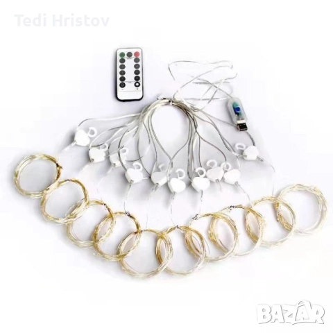 Коледни лампички с 300Led лампи 3 метра на 3 метра ,коледна завеса с дистанционно. , снимка 6 - Лед осветление - 52419803