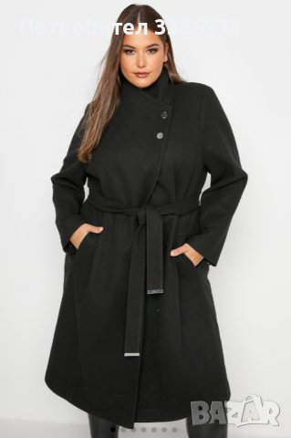 Черно палто с колан Yours