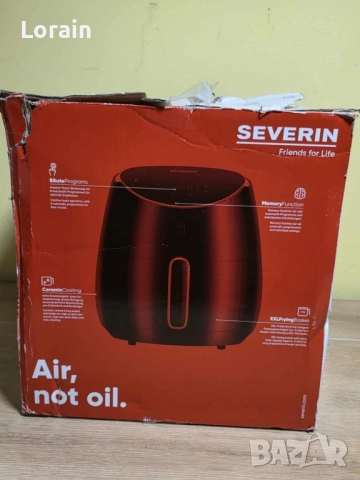 Фритюрник с горещ въздух XXL SEVERIN FR 2445, Капацитет 5L, 8 Програми, Керамична кошница, снимка 4 - Фритюрници - 52078855