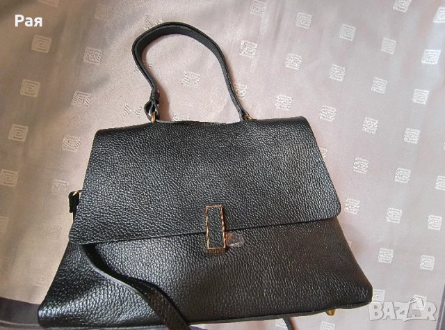 Черна кожена дамска чанта