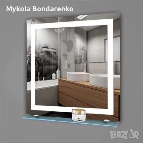 огледало с led осветление с рафт и електрическо отопление