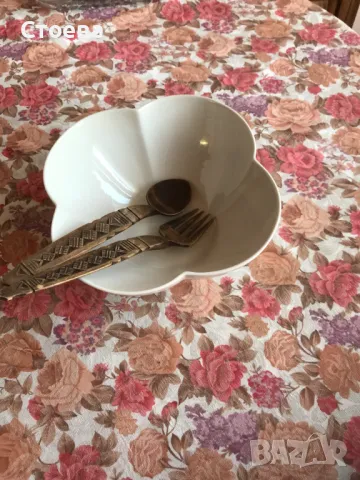 комплект от две големи плата и салатиера + прибори  , снимка 6 - Чинии - 39683679