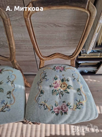 Продавам столове - резбовани в бароков стил, снимка 4 - Столове - 49841228