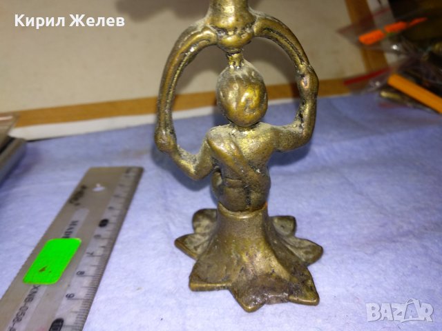 Старинен АР НУВО КОЛЕКЦИОНЕРСКИ ФИГУРАЛЕН БРОНЗОВ СВЕЩНИК Чист БРОНЗ с АВТЕНТИЧНА ПАТИНА 41409, снимка 4 - Колекции - 43888576