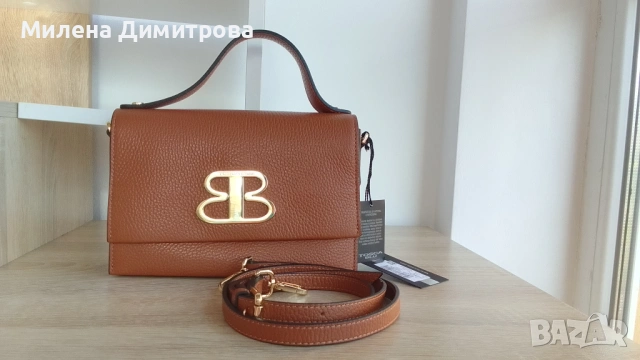 Кожена чанта Tosca Blu Livigno с релеф