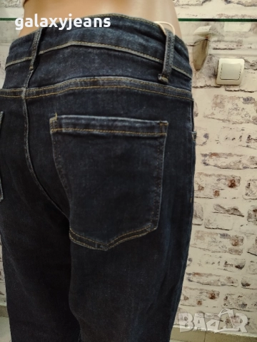 Pink girl- модел Mom fit, тъмни индиго, леко избелени, изчистени, с еластан, снимка 3 - Дънки - 52279254