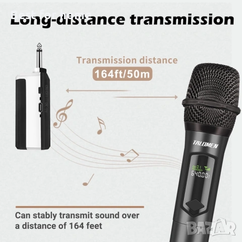 Безжичен микрофон, професионална двойна ръчна безжична динамична микрофонна система , снимка 5 - Микрофони - 53470769