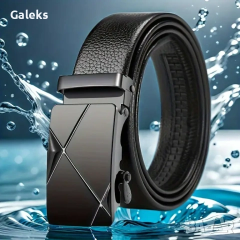 Модерен мъжки кожен колан от истинска кожа с две катарами /И стилни цветове!, снимка 2 - Колани - 51607730