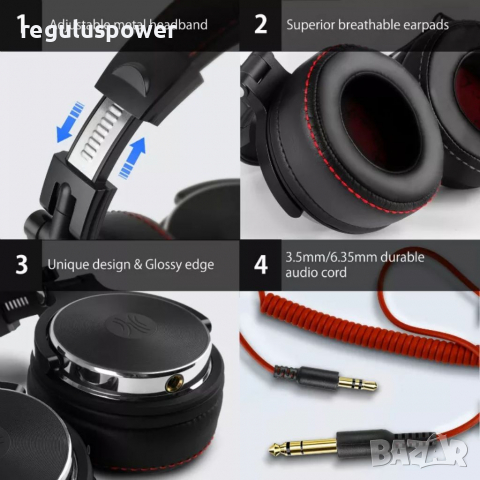 Професионални слушалки OneOdio Studio Pro-50, Hi-res,20Hz-40kHz,32 Ом, 1600 mw,6.35 mm/3.5mm Jack, снимка 8 - Слушалки и портативни колонки - 36544965