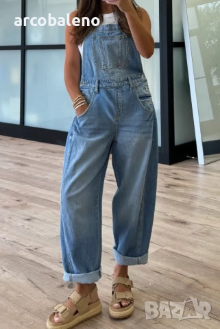 Дамски дънков гащеризон с катарама