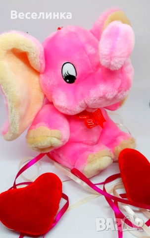 Плюшена играчка розов слон за Свети Валентин-011, снимка 3 - Романтични подаръци - 53036912