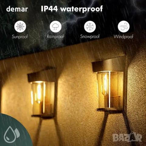 Quntis, пакет от 8 соларни стенни лампи за външна градина, водоустойчиви, топло бяло, снимка 4 - Соларни лампи - 50273292