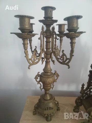 Комплект каминен часовник с два свещеника. , снимка 6 - Колекции - 48917253