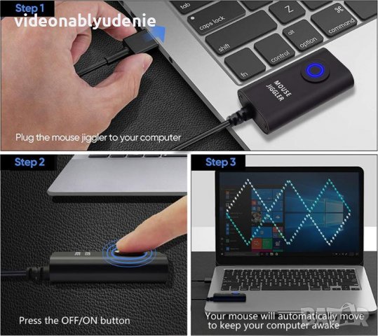 USB+C Air Drive Mouse Jiggler Moji Фалшива Мишка Симулатор Скрити Мини Движения Компютъра НЕ Заспива, снимка 5 - Клавиатури и мишки - 38216396