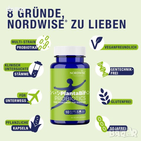 Nordwise Веган пробиотици за червата и храносмилането - 60 капсули, снимка 8 - Хранителни добавки - 43440464