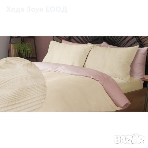 Двулицев Спален комплект 4 Сезона екрю- розе/сив/бежов/мента – 3 части, снимка 3 - Спално бельо - 43365997