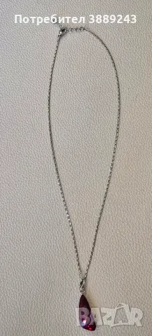 Сребърно колие с камък Сваровски, снимка 7 - Колиета, медальони, синджири - 49314586