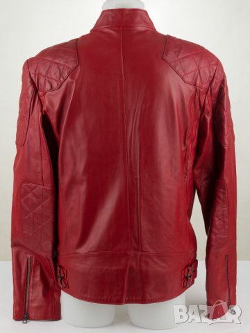 Мъжко червено кожено яке марка Felix Hardy - L, снимка 2 - Якета - 38093586