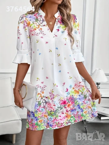 Eлегантна дамска рокля с флорални мотиви