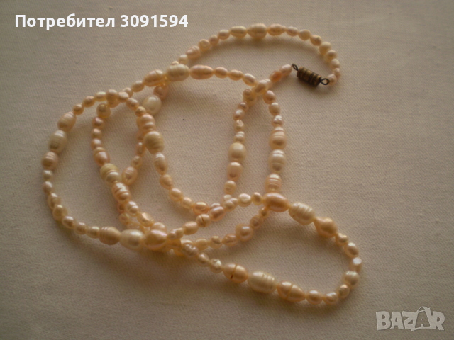  колие- огърлица гердан  от естествени бели речни перли изработва се ръчно, снимка 3 - Антикварни и старинни предмети - 36518484