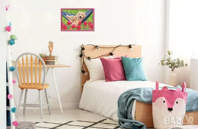 Нов комплект за рисуване по номера Ravensburger CreArt Кучета с цветя, снимка 4 - Рисуване и оцветяване - 47352388