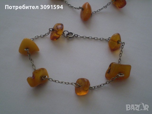 Дамски комплект от  колие  и гривна  от естествен кехлибар и сребро, снимка 17 - Антикварни и старинни предмети - 36963295