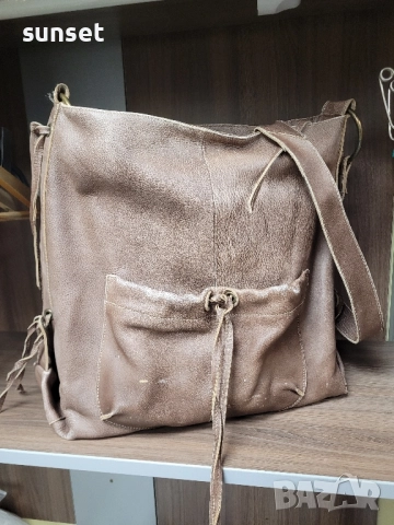 естествена кожа голяма чанта за рамо и през рамо, снимка 4 - Чанти - 51877890