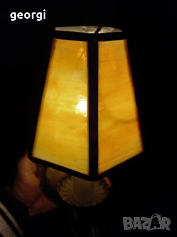 стенен бронзов аплик със стъклен витражен лампион, снимка 6 - Декорация за дома - 43613219
