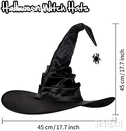 Нови 3 броя Голяма Хелоуин Черна шапка на вещица магьосник , снимка 4 - Други - 42944736