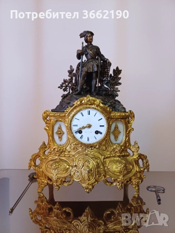 Бронзов каминен часовник, снимка 2 - Декорация за дома - 52435828