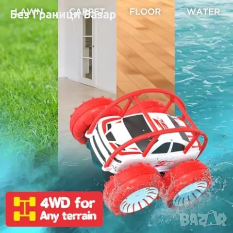 Нова Водоустойчива амфибийна 4WD RC кола с 360 обръщания и LED за деца, снимка 6 - Коли, камиони, мотори, писти - 47275550
