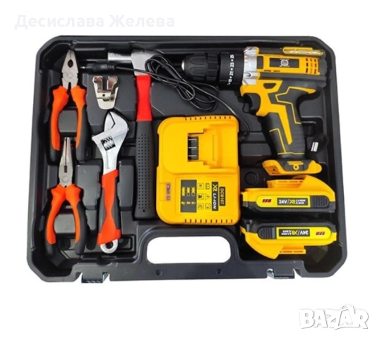 Комплект ударна бормашина, 111 аксесоара, 24 V, 5 Ah АКЦИЯ, снимка 2 - Бормашини - 52773397