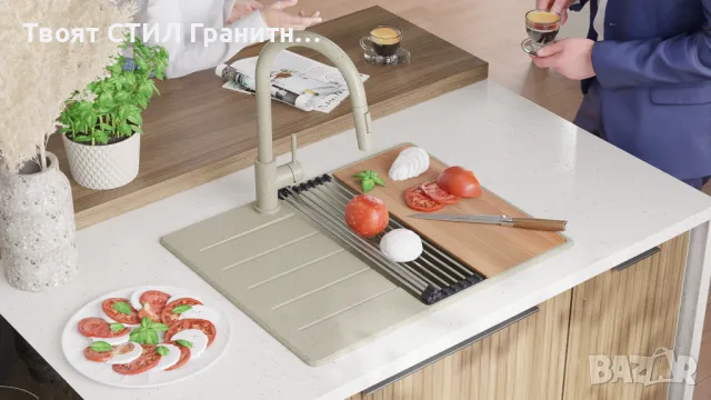 БЕж кухненска мивка от гранит Копенхаген 620х500 Top 45