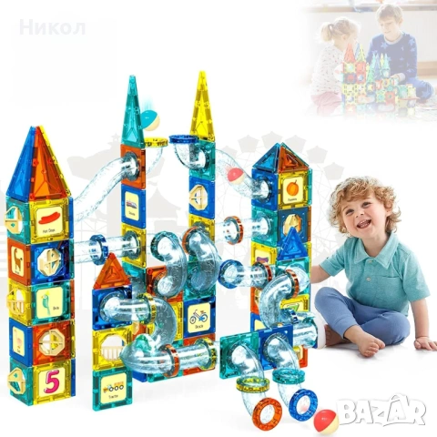 Магнитен конструктор Път с топчета Creative Magnetic Building Bloc - 108 части