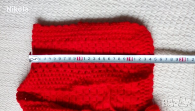 Бебешка червена плетена жилетка дъжина 25см . Нова., снимка 4 - Жилетки и елечета за бебе - 28654593