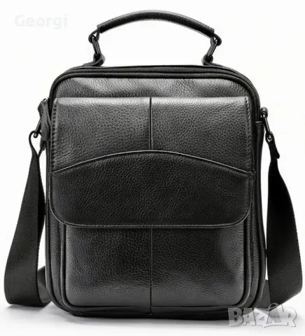 Мъжка кожена бизнес чанта /Върхова черна естествена кожа!, снимка 11 - Чанти - 49279149