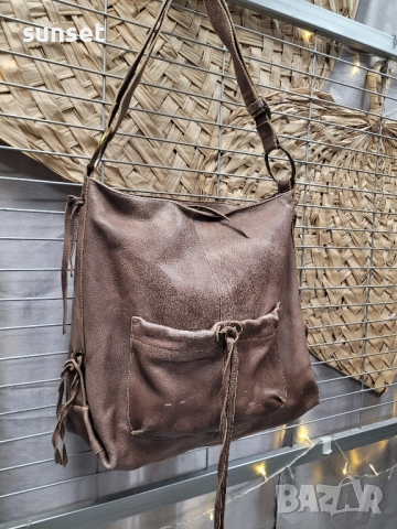 естествена кожа голяма чанта за рамо и през рамо