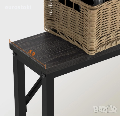 Конзолна маса VEDECASA с 2 зарядни станции, тънка конзолна маса за диван, спалня, коридор, индустриа, снимка 5 - Маси - 52777297